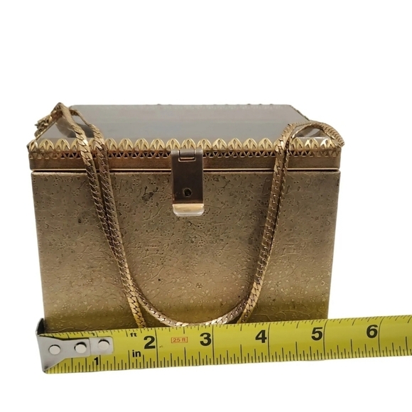 RARE Tyrolean NY Vintage 50's Golden Box Hand Purse - Picture 3 of 9